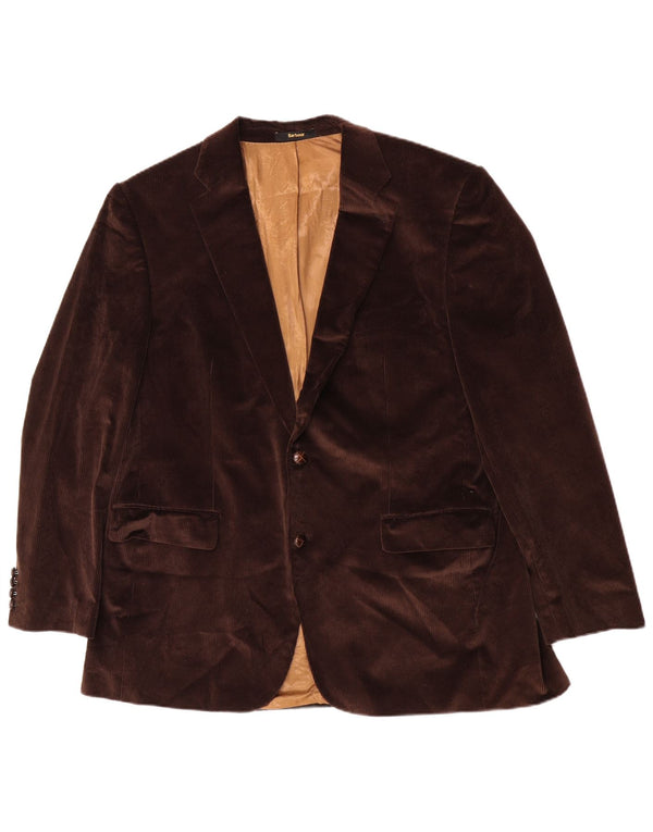 Jaqueta blazer masculina de veludo com 2 botões Barbour IT 56 3XL algodão marrom