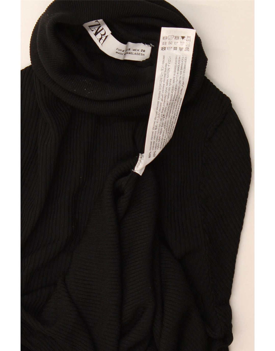 Zara Womens Roll Neck Jumper Sweater UK 8 Small Black Viscose