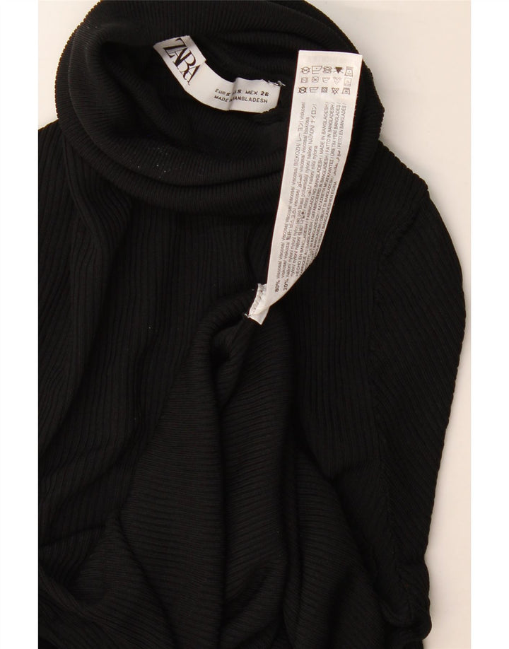 Zara Womens Roll Neck Jumper Sweater UK 8 Small Black Viscose