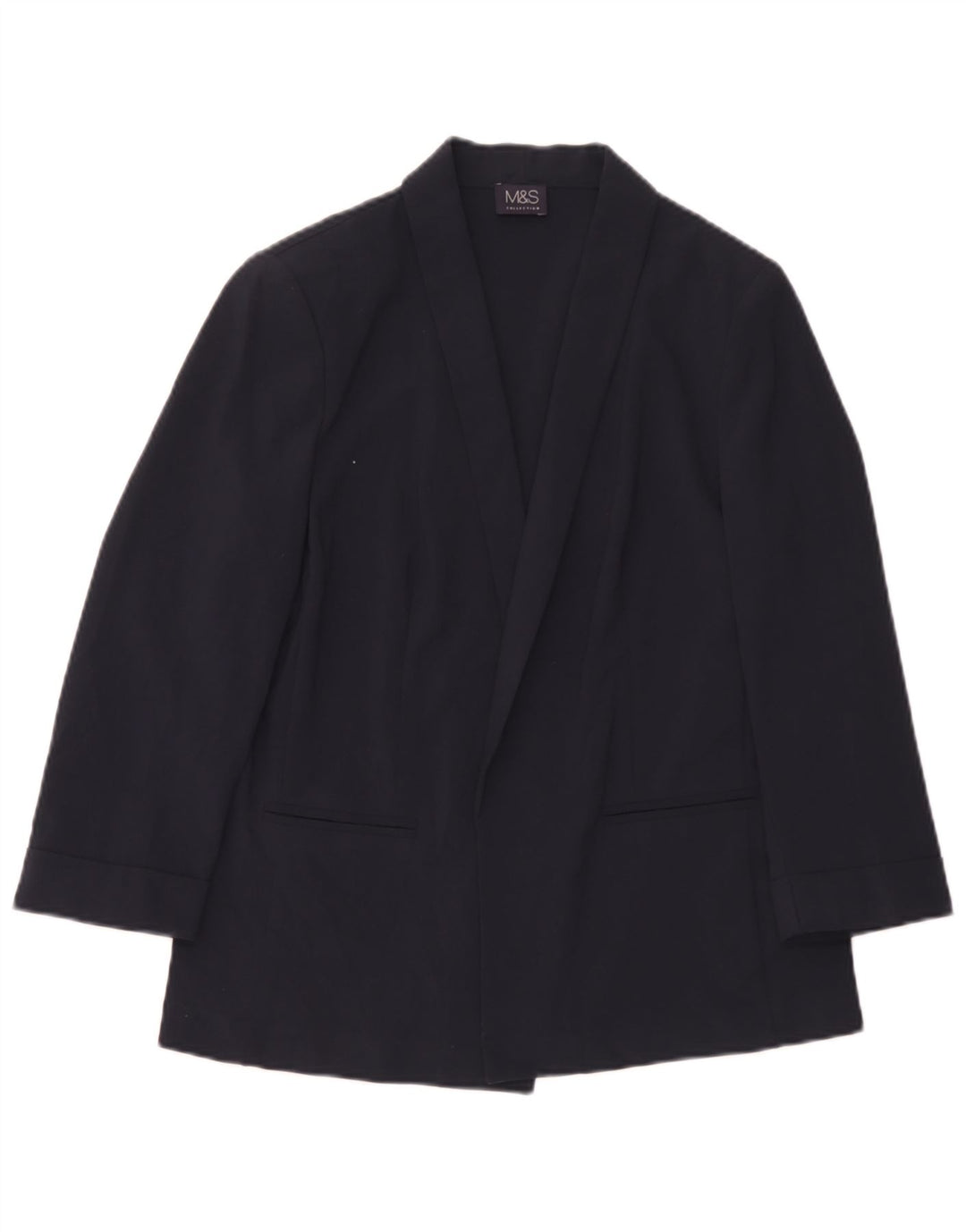 Marks & Spencer Γυναικείο Open Blazer Jacket UK 12 Medium Navy Blue Polyester