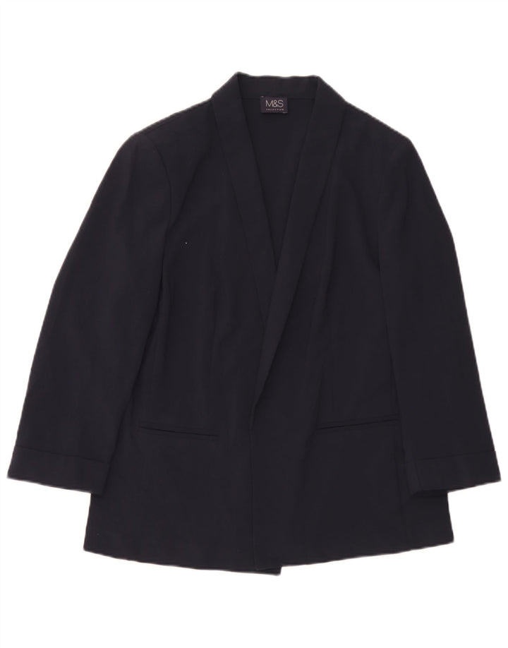 Marks & Spencer Γυναικείο Open Blazer Jacket UK 12 Medium Navy Blue Polyester