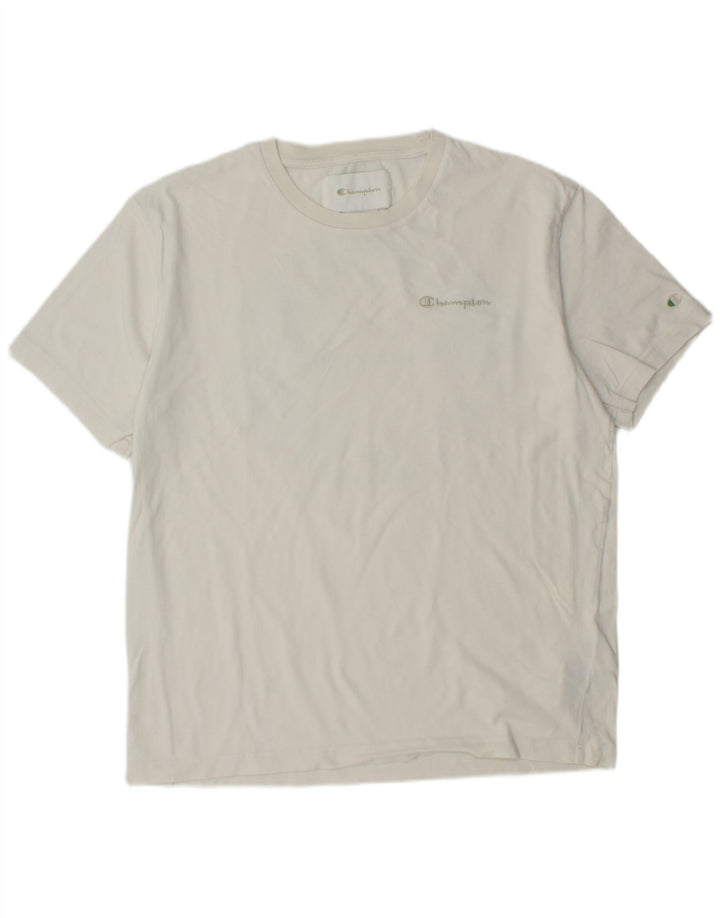 CHAMPION Mens Graphic T-Shirt Top Large White Cotton