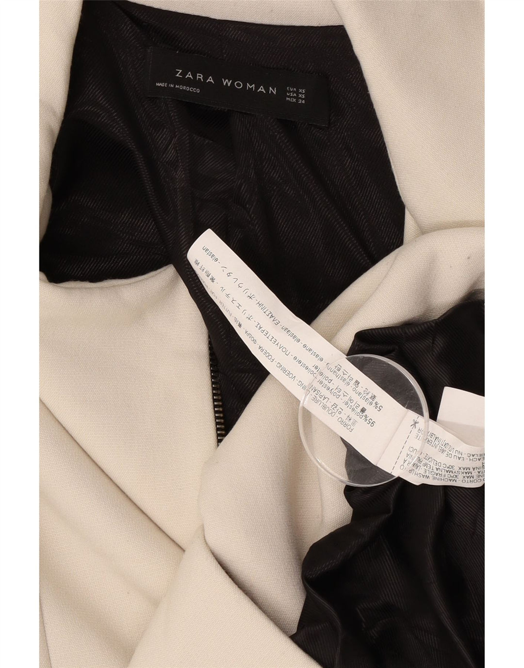 Zara Dame Overfrakke UK 6 XS Off White Polyester