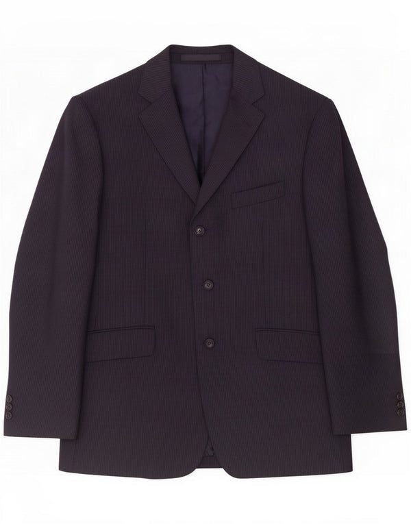 Marks & Spencer Giacca blazer da uomo UK 40 Medium Navy Blue gessato