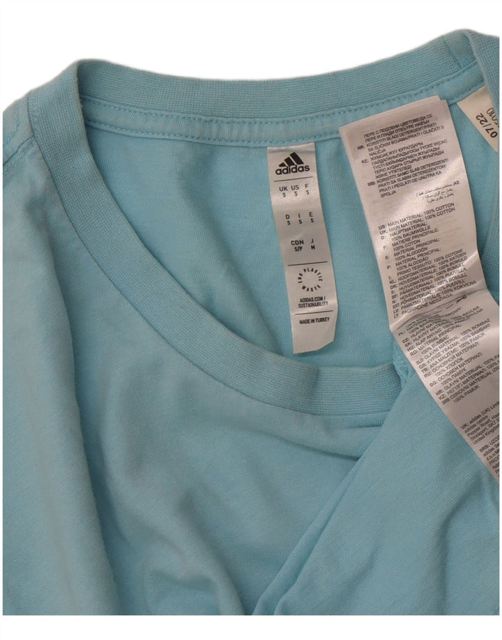 ADIDAS Mens Graphic T-Shirt Top Small Blue Cotton
