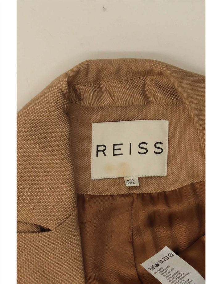 Giacca blazer da donna a 1 bottone Reiss UK 10 piccola viscosa beige