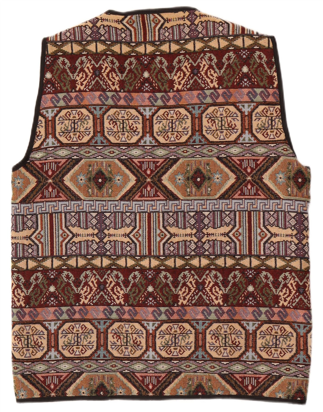 Vintage Mens Waistcoat XL Brown Geometric