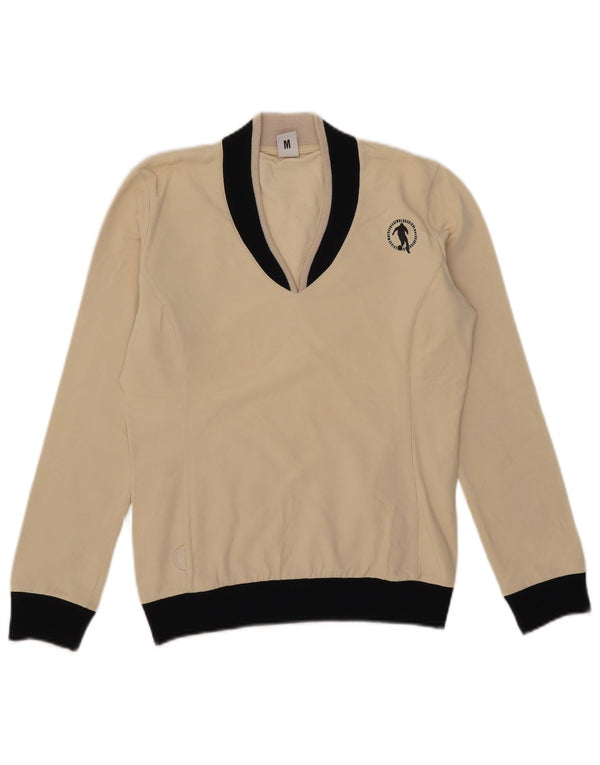 Maglione da donna con scollo a V Bikkembergs UK 12 Medium Off White Colourblock