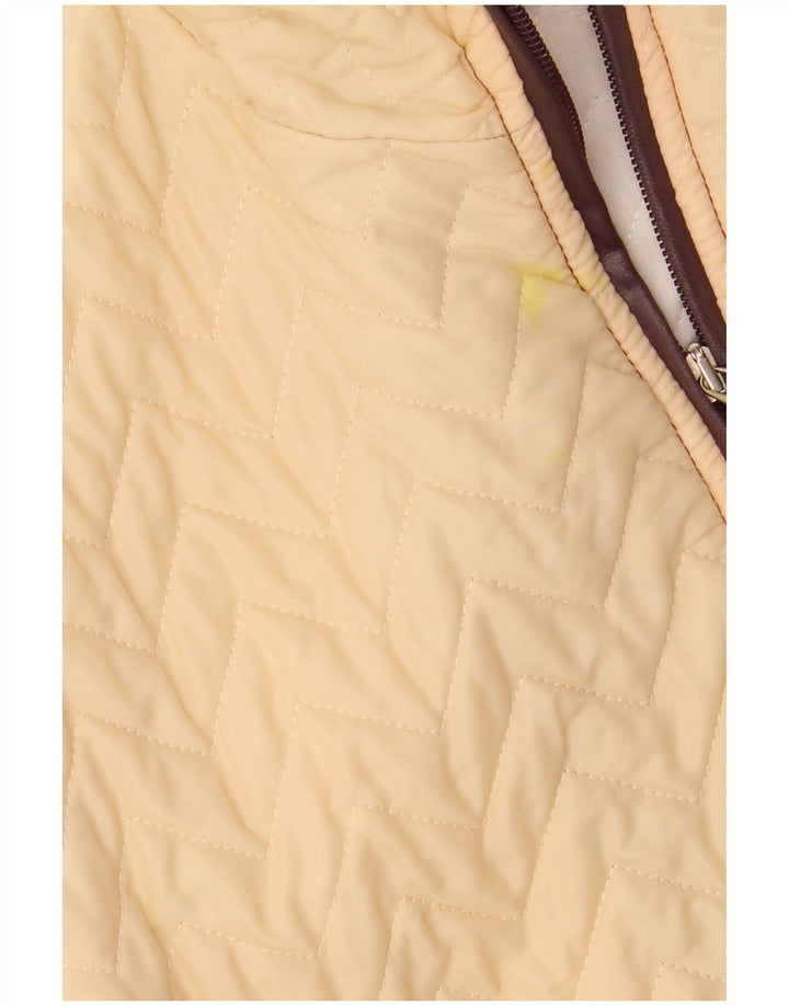 VINTAGE Veste Bomber Femme UK 16 Grand Polyester Beige