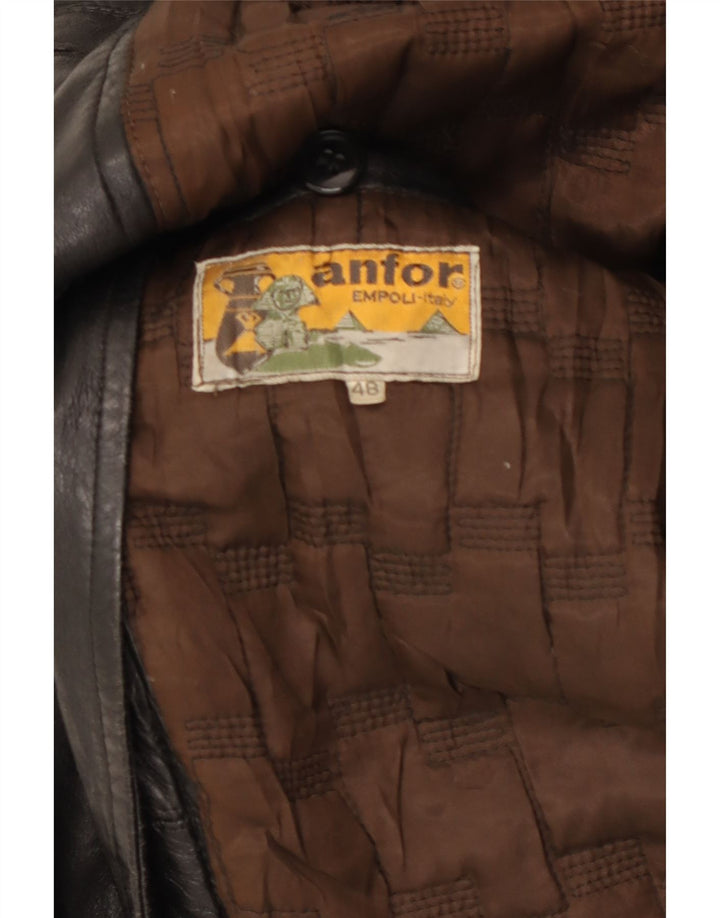 ANFOR Mens Leather Jacket IT 48 Medium Black