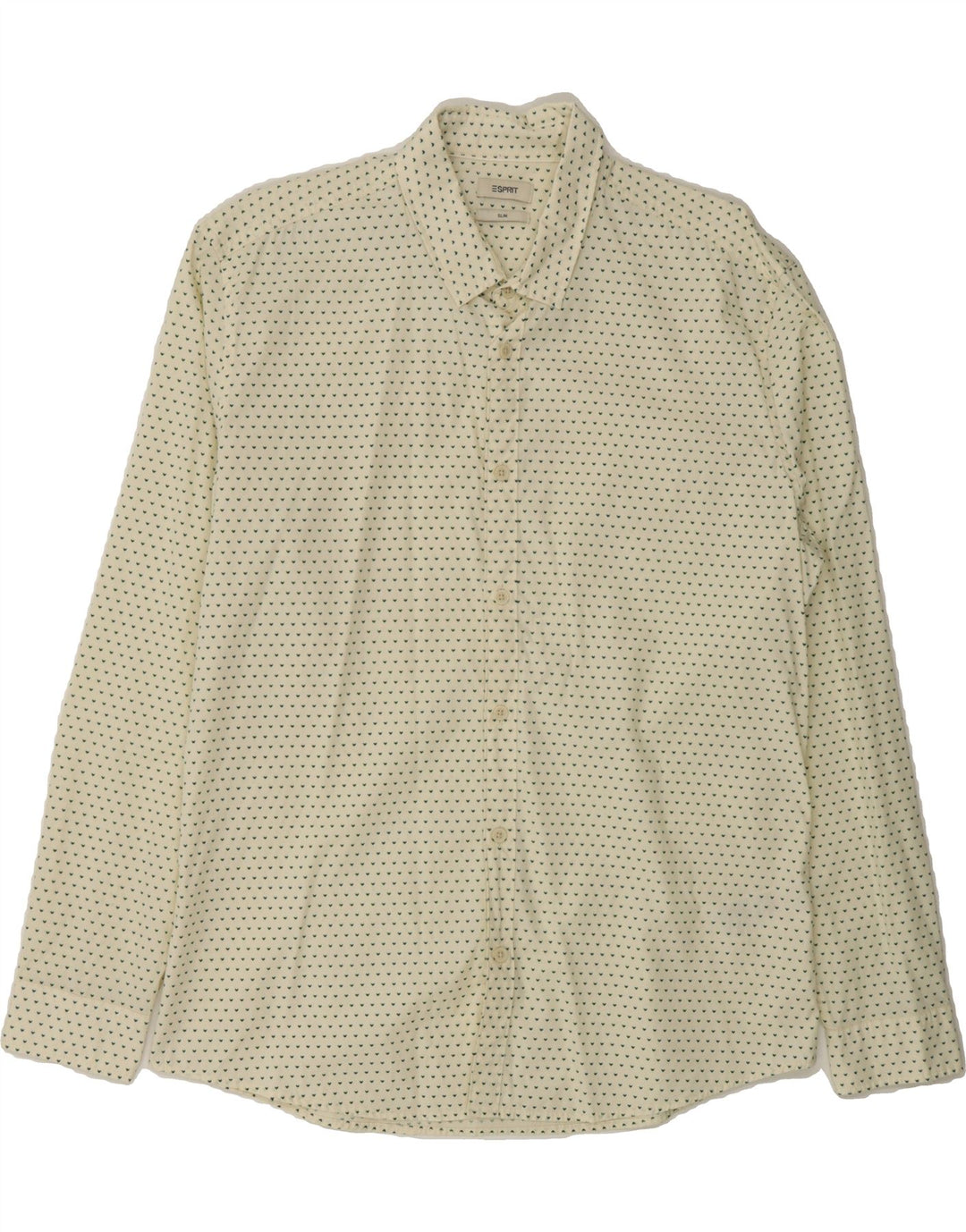 ESPRIT Mens Abstract Pattern Slim Shirt Large Off White Cotton Vintage Esprit and Second-Hand Esprit from Messina Hembry 