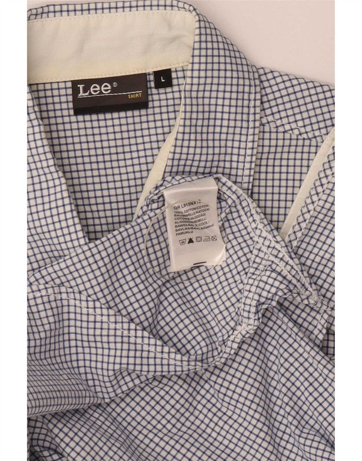 Lee Mens Shirt Large Blue Check Cotton