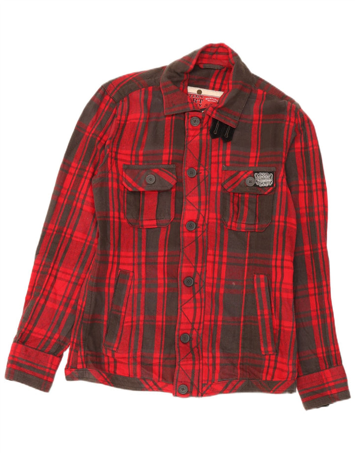 Superdry Mens Utility Jacket UK 42 XL Red Check Cotton