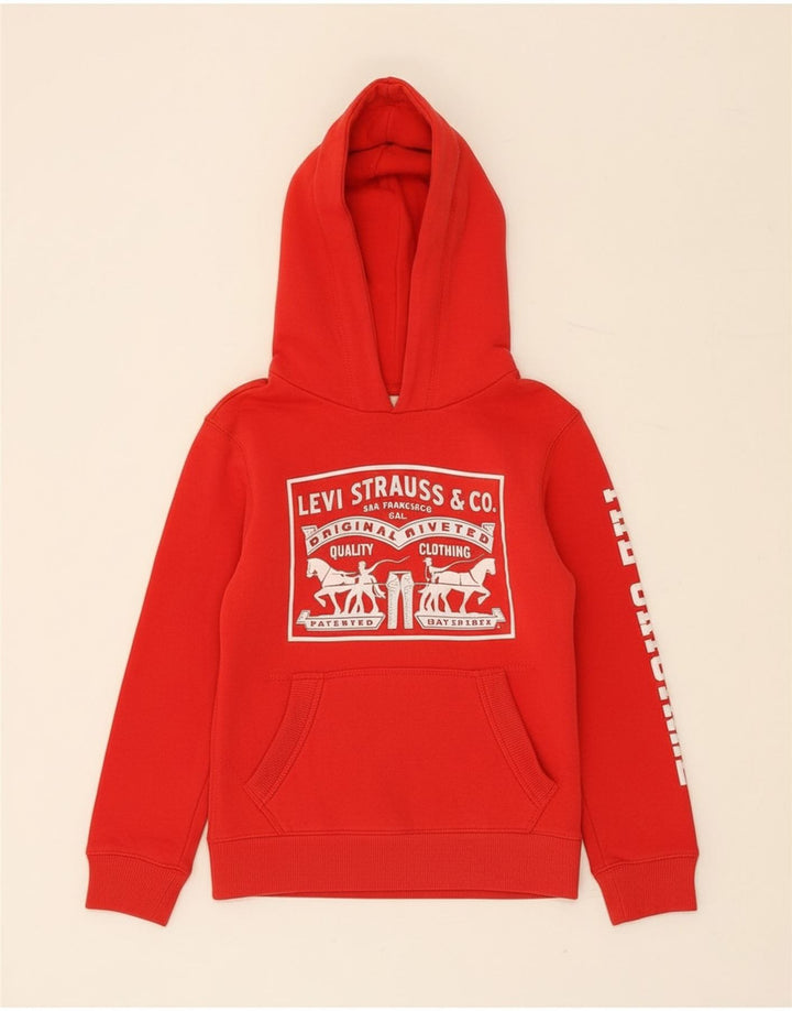 Suéter com capuz gráfico LEVI'S Boys 7-8 anos algodão vermelho