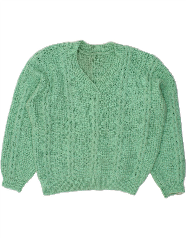 VINTAGE Womens V-Neck Jumper Sweater UK 20 2XL Green Vintage Vintage and Second-Hand Vintage from Messina Hembry 