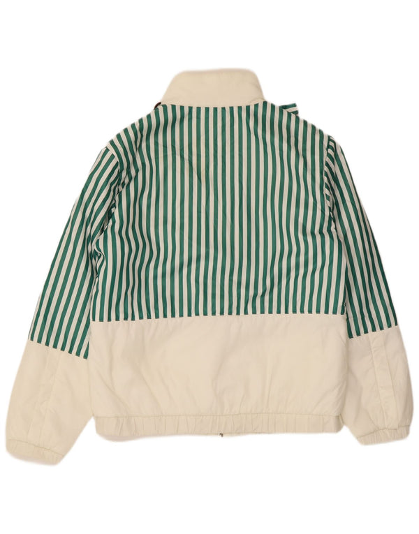 Vintage Mens Bomber Jacket IT 46 Small Green Striped Polyester