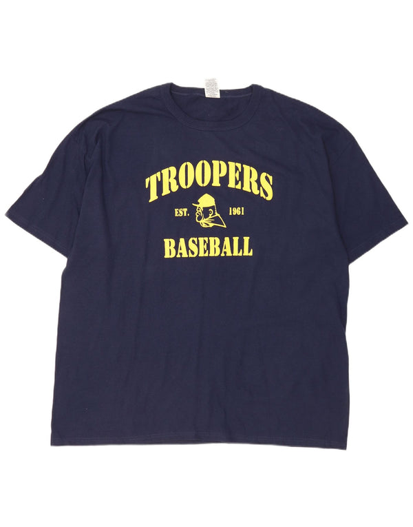 Russell Athletic Mens Troopers Baseball Graphic Camiseta Top 2XL Azul Marino