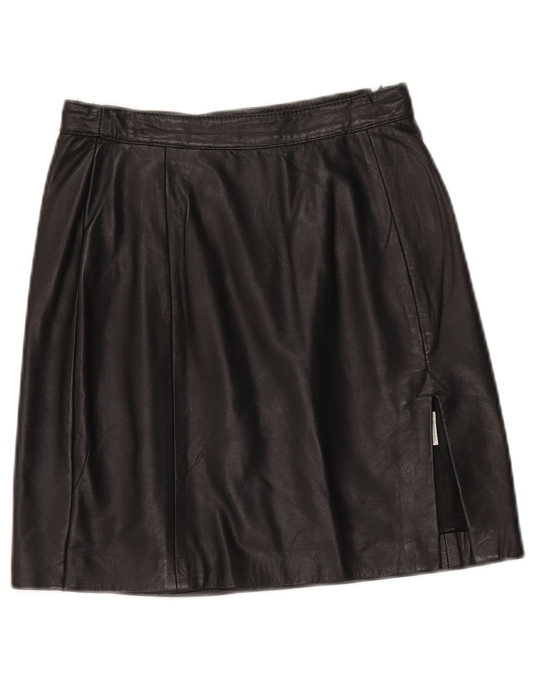 Mini gonna in pelle vintage da donna W24 XS nera