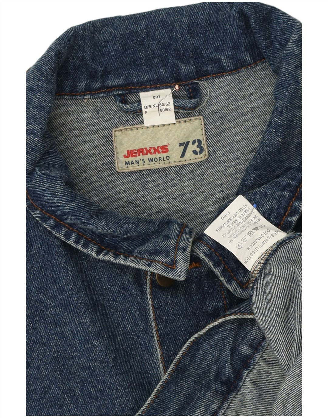 Jeaxxs Mens Denim Jacket IT 60/62 5XL Blue Cotton