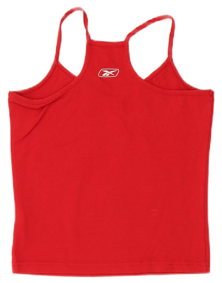 Reebok Dame Grafisk Crop Cami Top UK 12 Medium Rød Bomuld