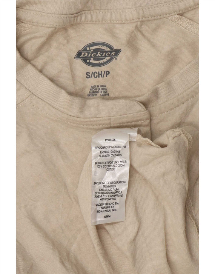Dickies Womens Top Long Sleeve UK 10 Small Beige Cotton