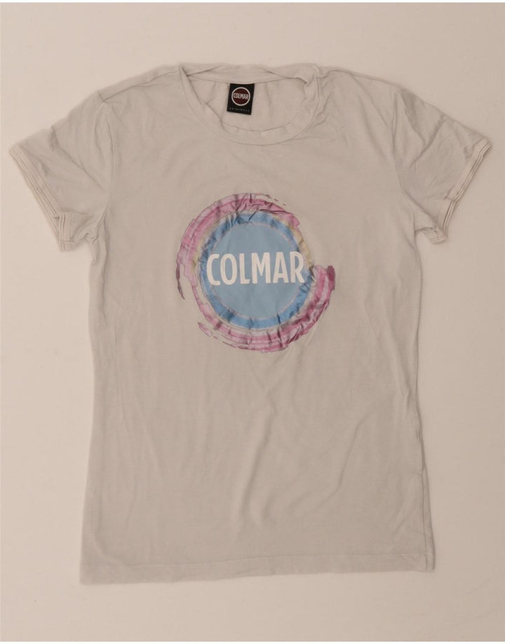 COLMAR Womens Graphic T-Shirt Top UK 10 Small White Vintage Colmar and Second-Hand Colmar from Messina Hembry 