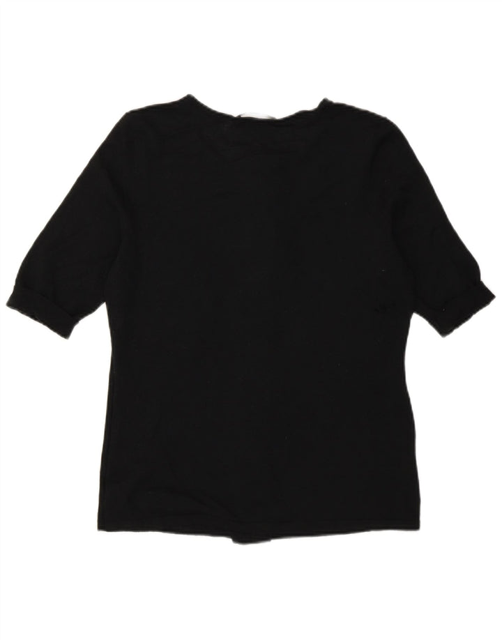 Hugo Boss Dame Flæse Front Crew Neck Jumper Sweater UK 8 Small Black