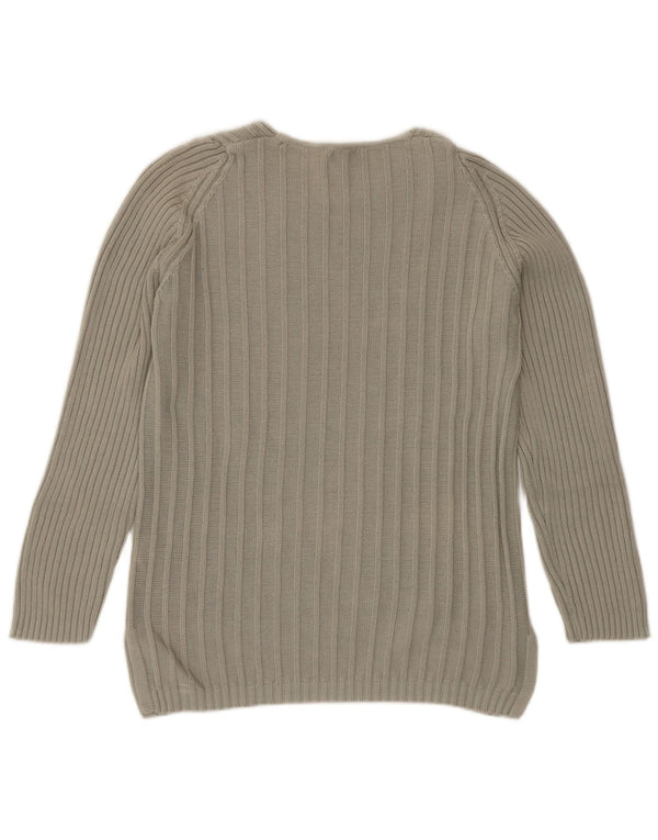 Maglione maglione con scollo a barca da donna Stefanel UK 10 piccolo cotone grigio
