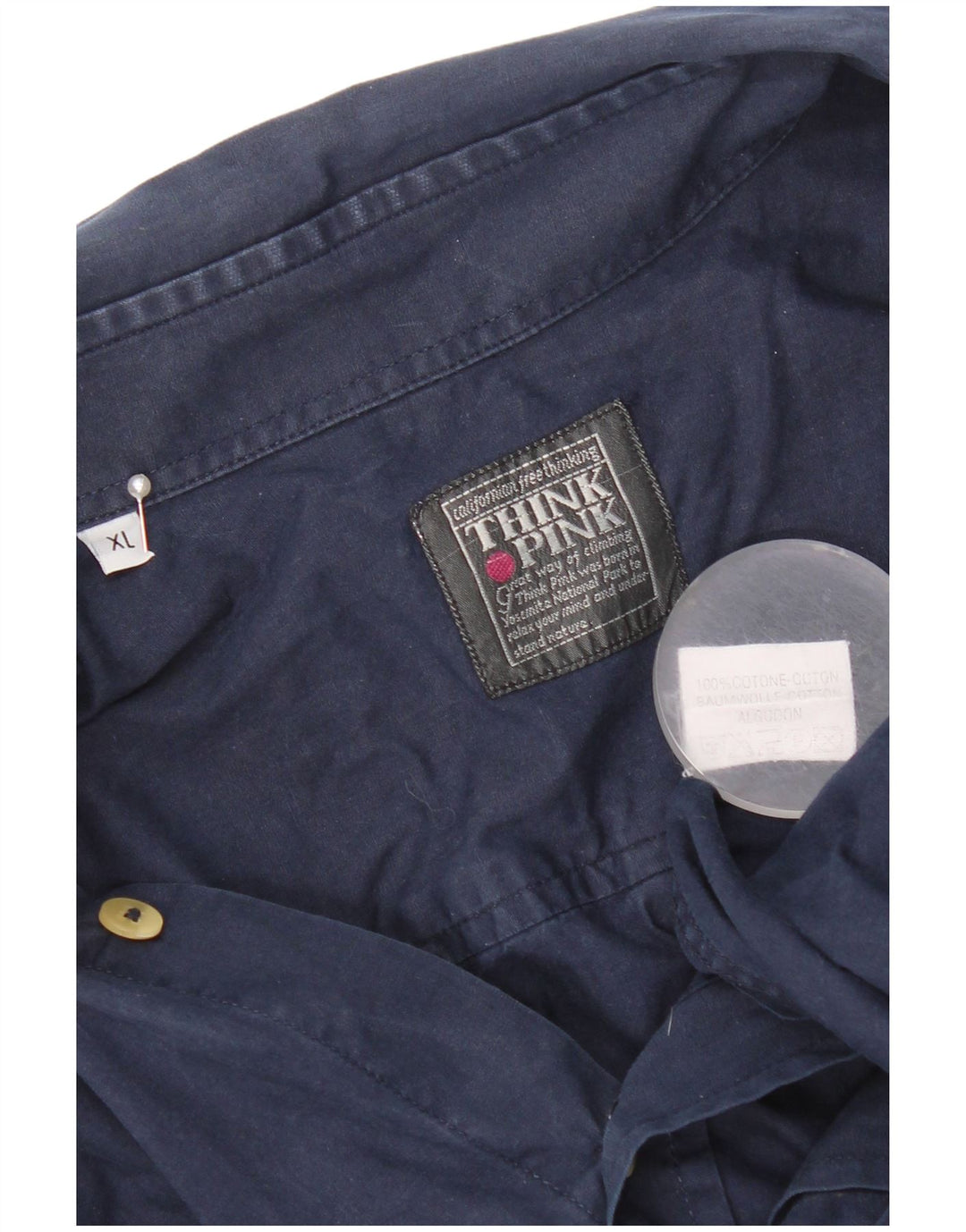 Think Pink Mens Shirt XL Navy Blue Cotton