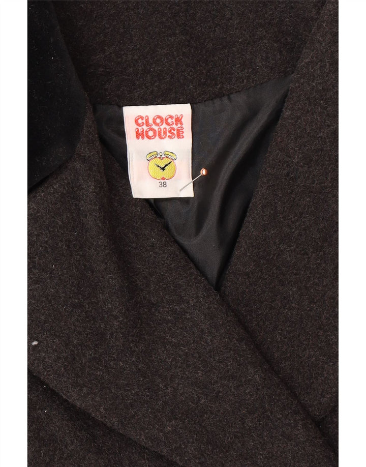 CLOCK HOUSE Womens Double Breasted Coat EU 38 Medium Grey Wool