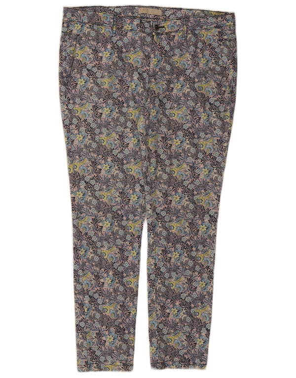 Zara Womens Slim Chino Trousers EU 42 Large W32 L27 Multicoloured Floral