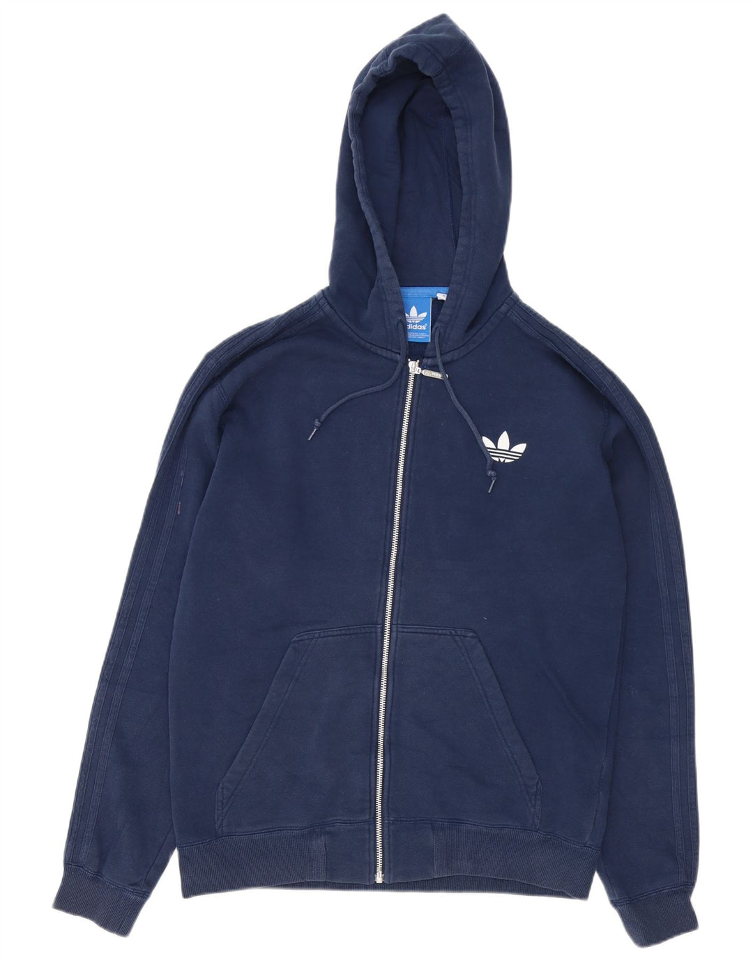 Adidas Mens Zip Hoodie Sweater Medium Navy Blue Cotton