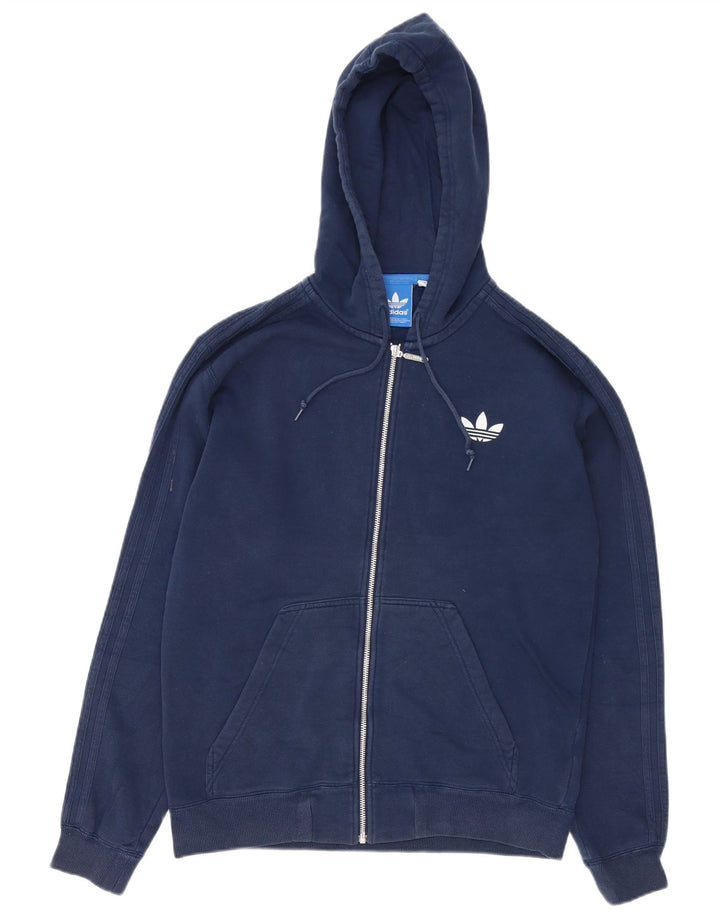 Adidas Mens Zip Hoodie Sweater Medium Navy Blue Cotton