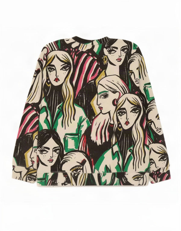 Zara Damen Grafik-Sweatshirt-Pullover UK 14 Medium Mehrfarbig