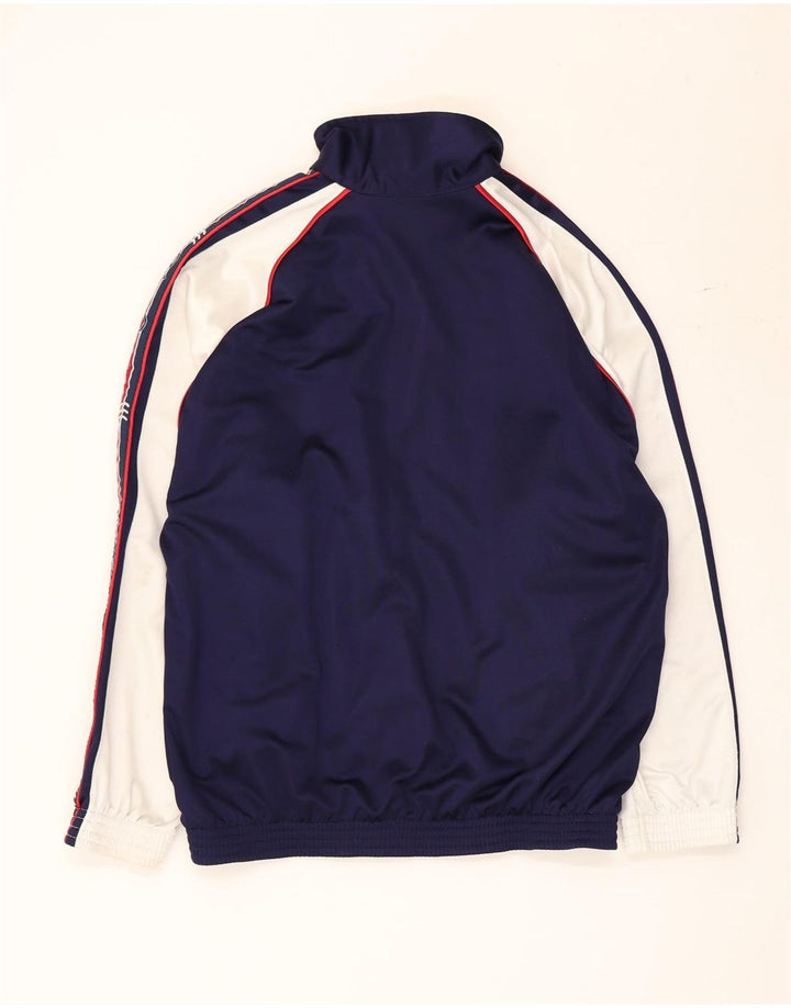 Vintage Mens Graphic Tracksuit Top Jacket Medium Navy Blue Colourblock