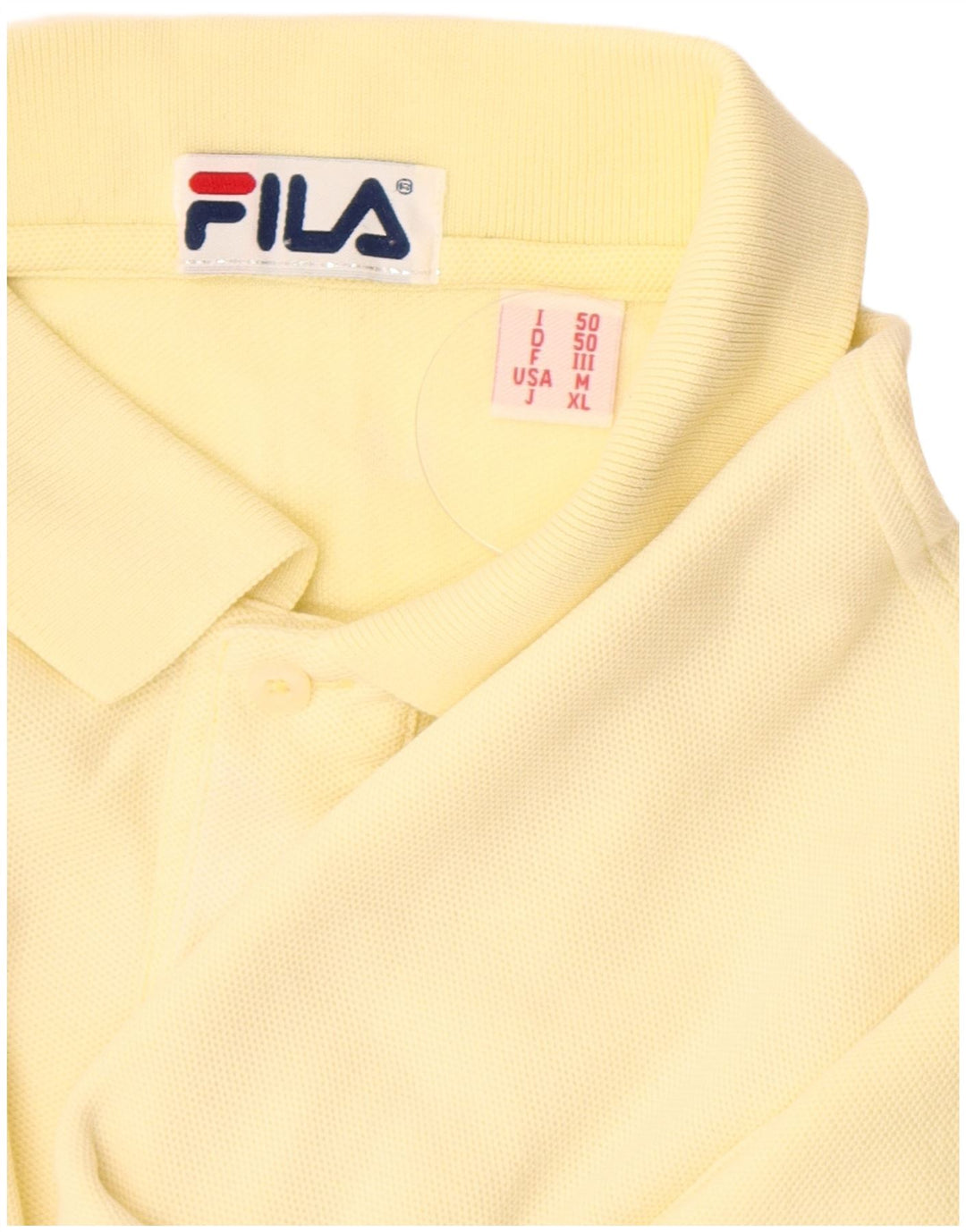 Fila Mens Long Sleeve Polo Shirt IT 50 Medium Yellow Cotton