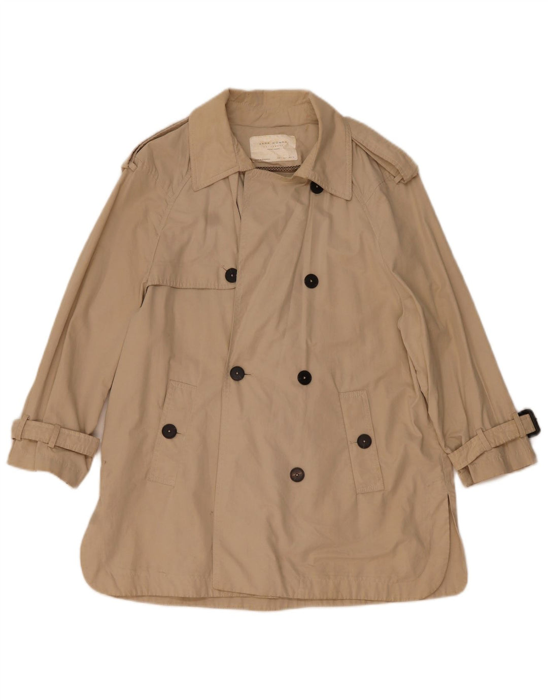 Zara Womens Oversized Trench Coat UK 10 Small Beige