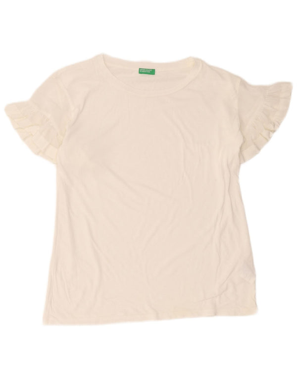 Benetton Womens Loose Fit T-Shirt Top UK 8 Small White Cotton