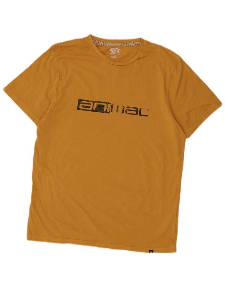 Animal Mens Graphic T-Shirt Top Medium Yellow Cotton