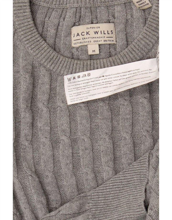 Jack Wills Mens Crew Neck Jumper Sweater Medium Grey Cotton