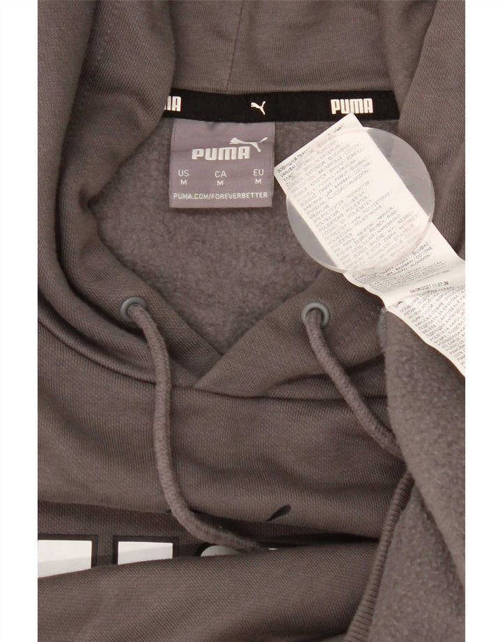 Puma Mens Graphic Hoodie Jumper Medium Grey Cotton