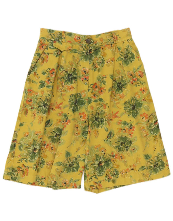 Newpenny Womens High Waist Chino Shorts IT 44 Medium W28 Yellow Floral