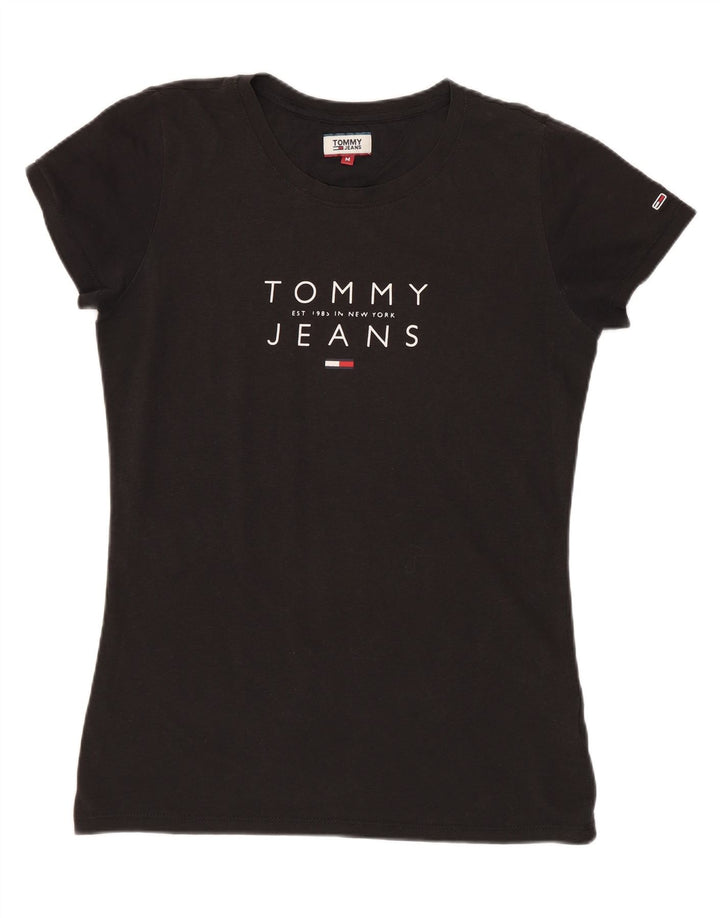 Tommy Hilfiger Womens Graphic T-Shirt Top UK 12 Medium Black