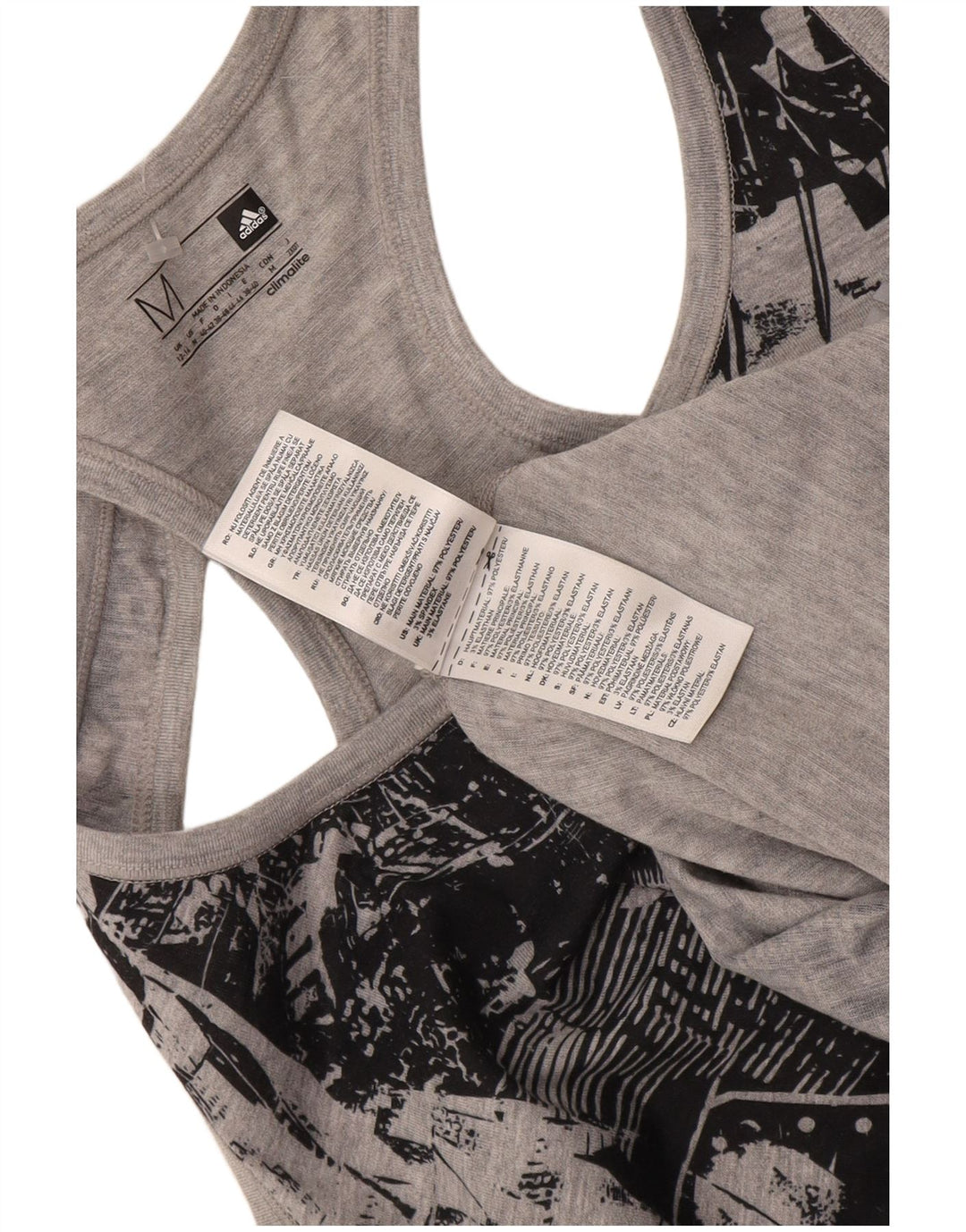 Adidas Womens Climalite Graphic Vest Top UK 12/14 Medium Grey Geometric