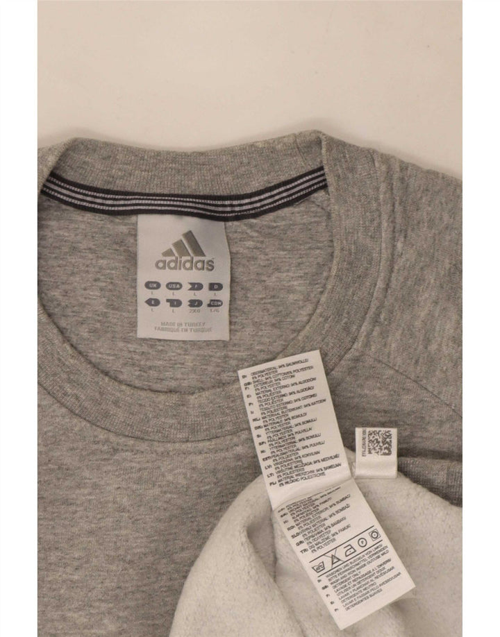 Adidas Mens Sweatshirt Jumper Large Grey Flecked Cotton