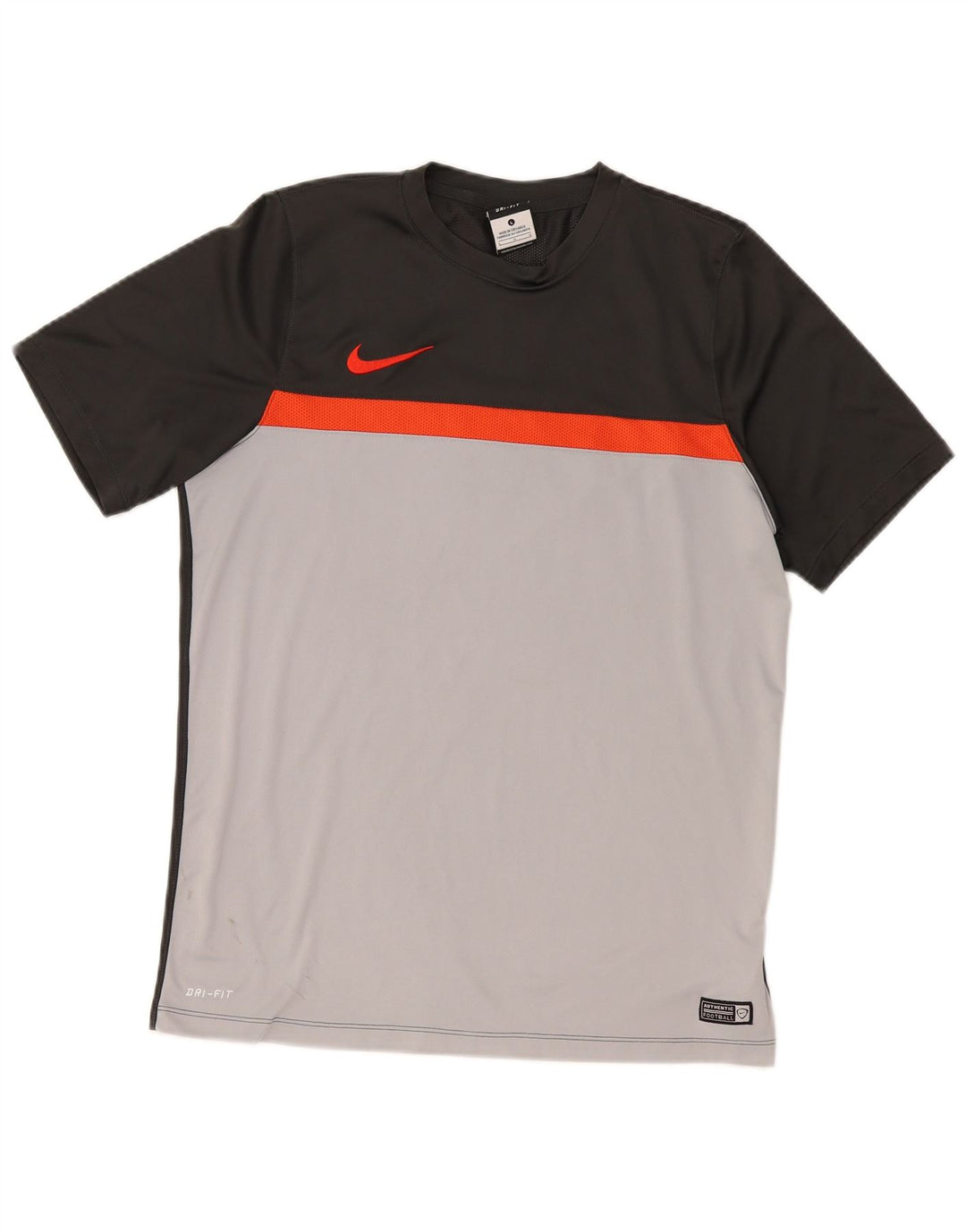 Nike Herre Dri Fit T-Shirt Top Stor Grå Colourblock Polyester