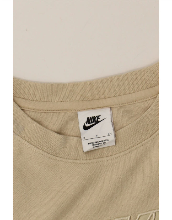 NIKE Mens Graphic Sweatshirt Jumper Small Beige Cotton Vintage Nike and Second-Hand Nike from Messina Hembry 