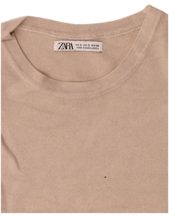 Zara Mens Crew Neck Jumper Sweater Small Beige