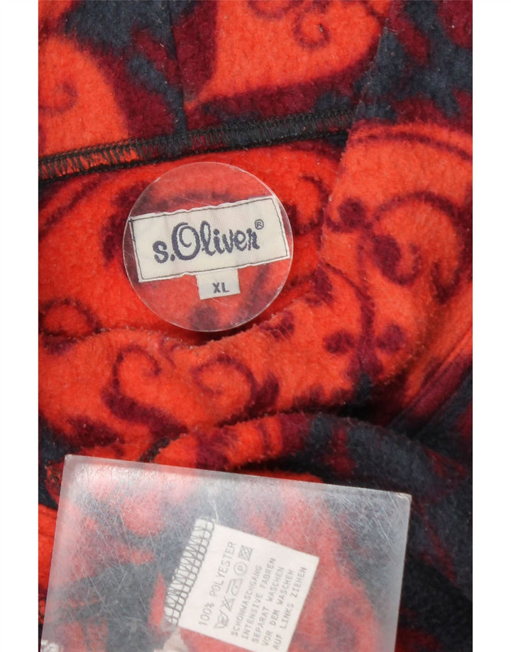 S.Oliver Mens Fleece Jumper XL Navy Blue Floral Polyester