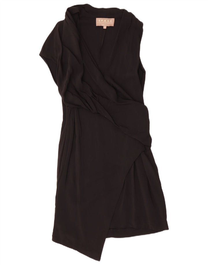 VINTAGE Womens Sleeveless Asymmetrical Dress IT 44 Medium Black Viscose